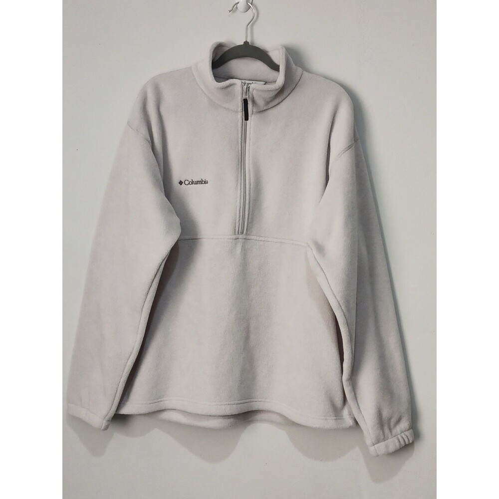 Columbia Fleece Quarter Zip Pullover. Beige. Men Size Large.